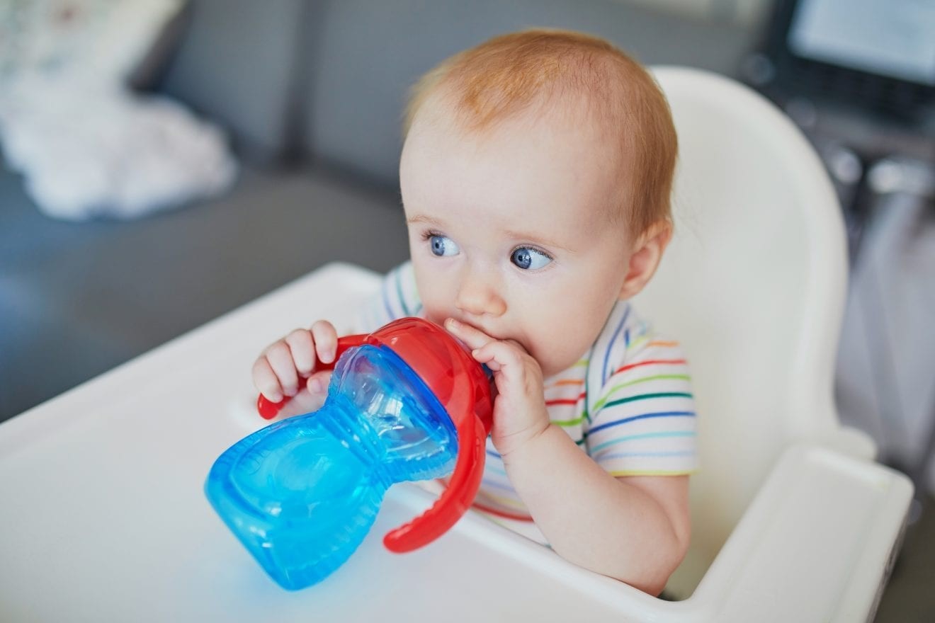 blue water bottle